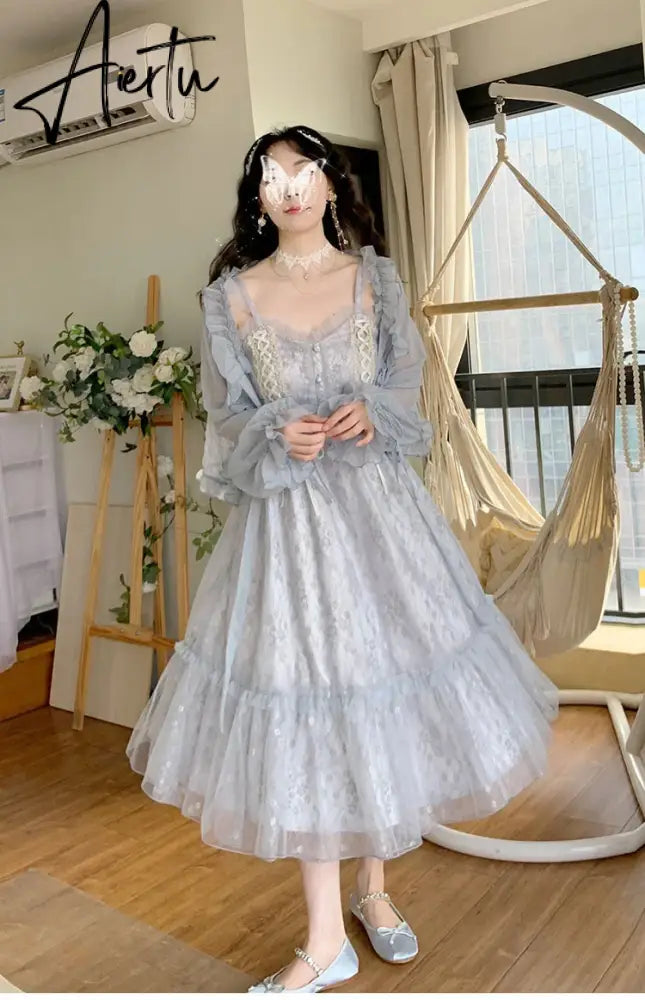 Aiertu Women Summer Sequins Floral Midi Lace Camisole Dress Vintage Franch Female Strapless Party Dress Casual Holiday Ladies Aiertu