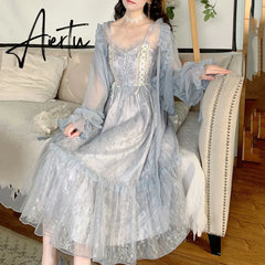 Aiertu Women Summer Sequins Floral Midi Lace Camisole Dress Vintage Franch Female Strapless Party Dress Casual Holiday Ladies Aiertu