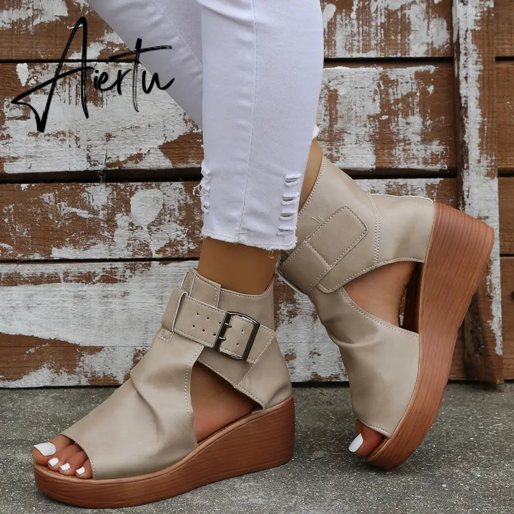Aiertu Women Wedges Sandals High Heels Summer Platform Shoes Aiertu