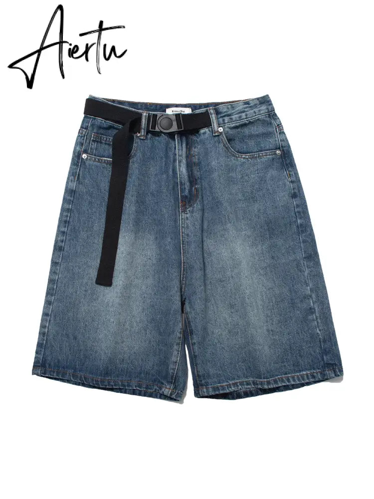 Aiertu  Women Y2K Baggy Jorts Vintage Wide Leg Knee Length Jeans American Streetwear Casual Washed Oversize Summer Denim Shorts Aiertu