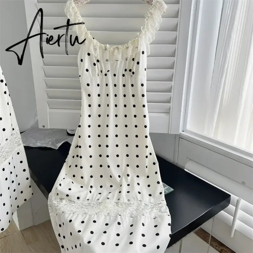 Aiertu Women's A-line Evening Dress Y2k 90s Vintage Harajuku Elegant Off Shoulder Dot Dress Party Club One Piece Frocks Clothes Summer Aiertu