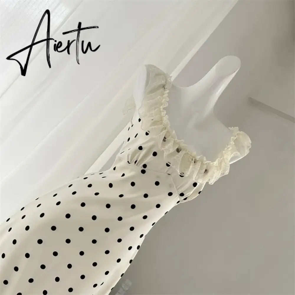 Aiertu Women's A-line Evening Dress Y2k 90s Vintage Harajuku Elegant Off Shoulder Dot Dress Party Club One Piece Frocks Clothes Summer Aiertu
