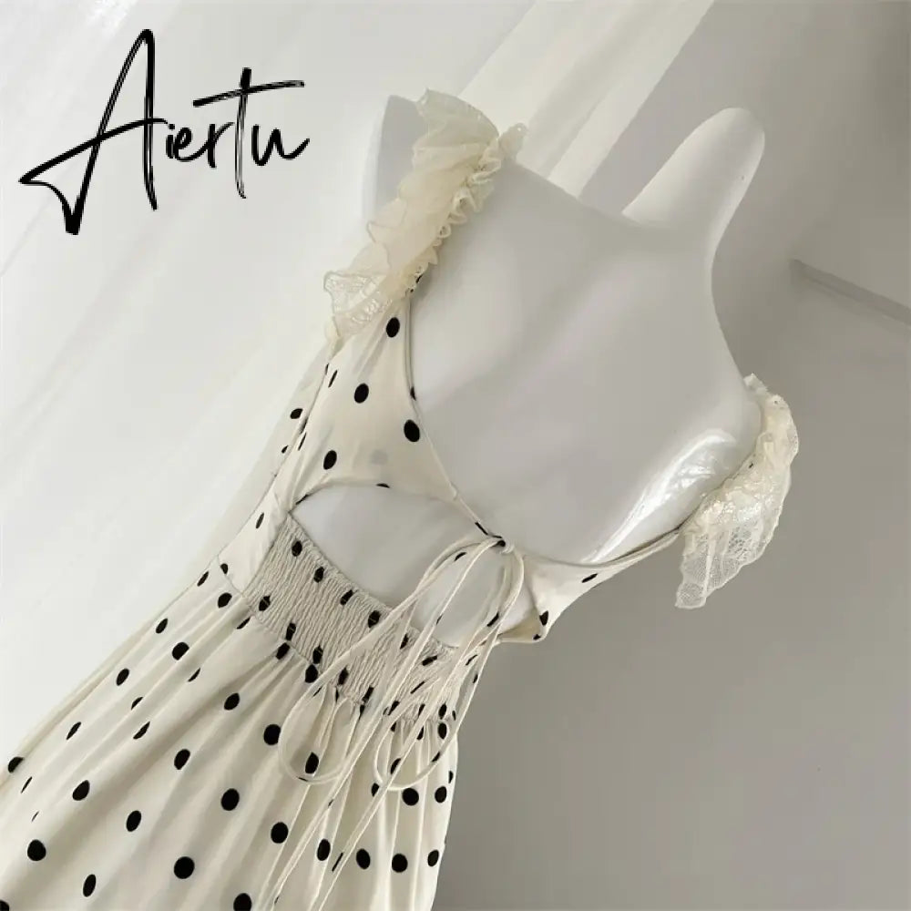 Aiertu Women's A-line Evening Dress Y2k 90s Vintage Harajuku Elegant Off Shoulder Dot Dress Party Club One Piece Frocks Clothes Summer Aiertu