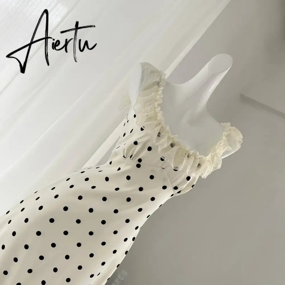 Aiertu Women's A-line Evening Dress Y2k 90s Vintage Harajuku Elegant Off Shoulder Dot Dress Party Club One Piece Frocks Clothes Summer Aiertu