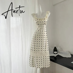 Aiertu Women's A-line Evening Dress Y2k 90s Vintage Harajuku Elegant Off Shoulder Dot Dress Party Club One Piece Frocks Clothes Summer Aiertu