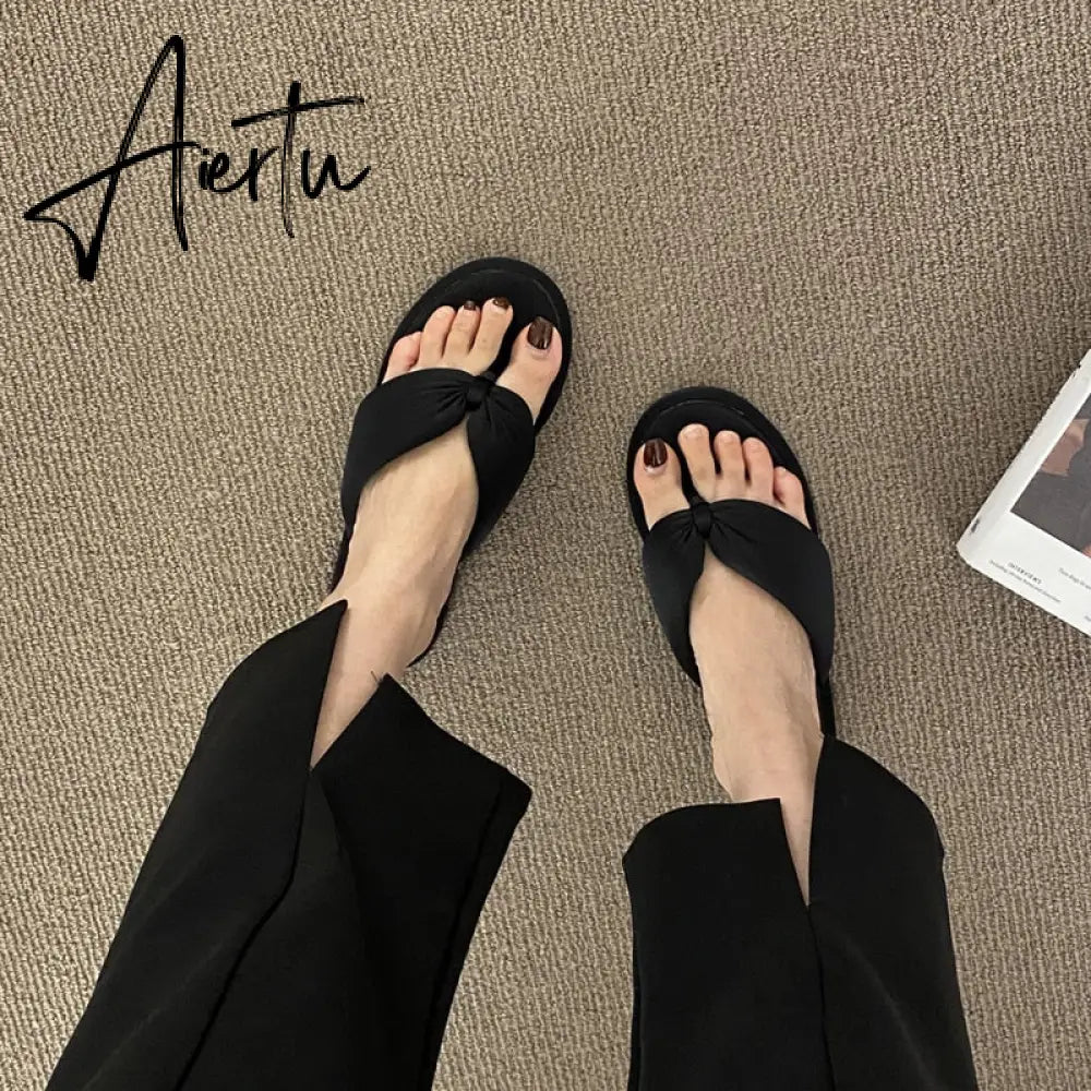 Aiertu  Women's Flip Flops Candy Color Pleated Fashion Shoes New Wild Outdoor Flat Slippers for Women Casual Home Summer Slides Тапочки Aiertu