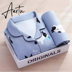 Aiertu Women's Pajamas Set Pijama Lingerie for Female Homewear Spring V-Neck Long Sleeves Trousers Suit Sleepwear Pyjamas Sets Viscose Aiertu