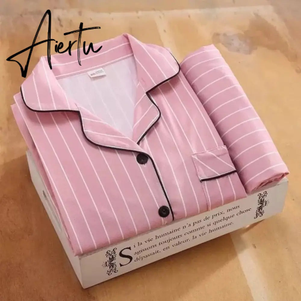 Aiertu Women's Pajamas Set Pijama Lingerie for Female Homewear Spring V-Neck Long Sleeves Trousers Suit Sleepwear Pyjamas Sets Viscose Aiertu