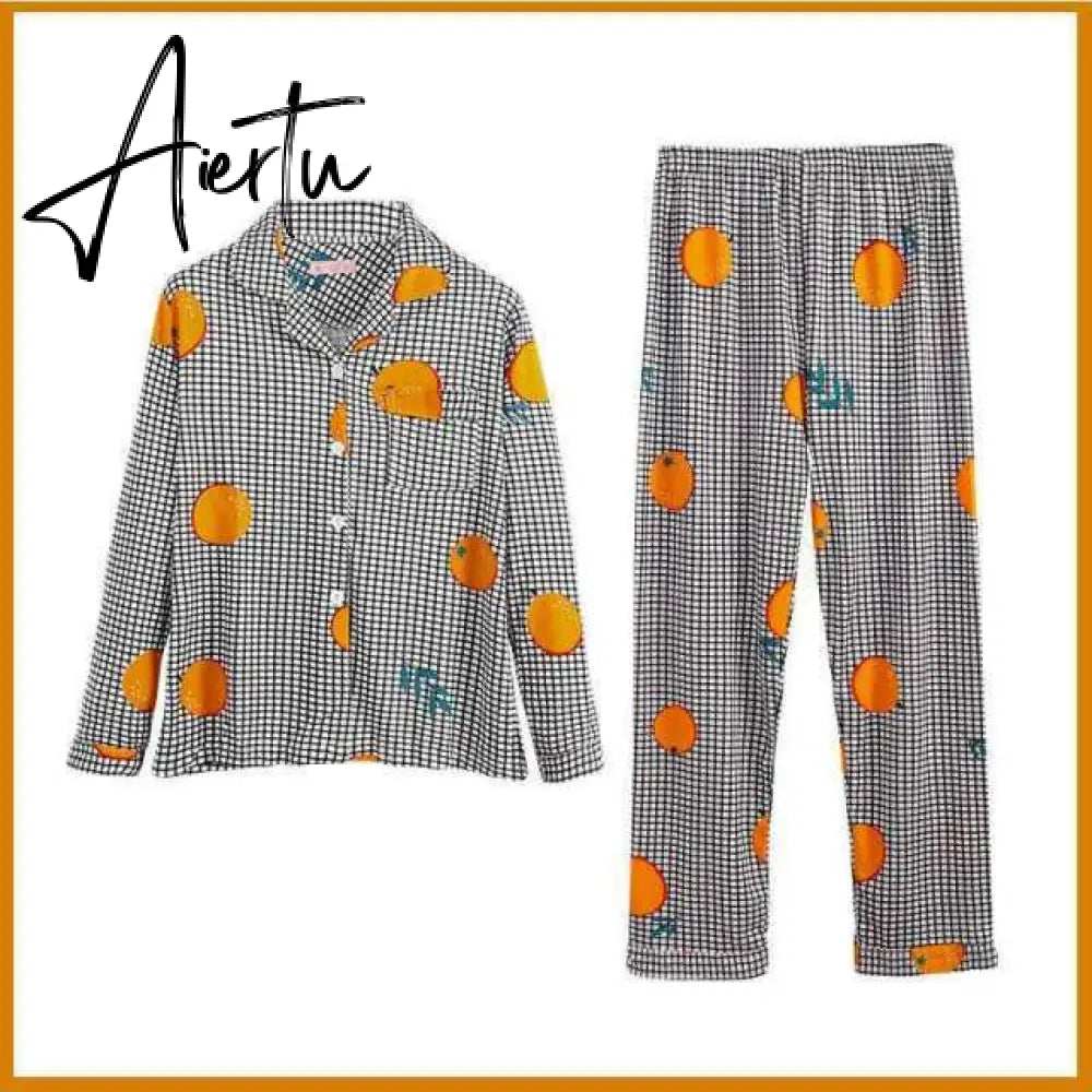 Aiertu Women's Pajamas Set Soft Pyjamas Plus Size Women's Clothes Homewear Spring Sleepwear 2 Piece Set Sleeping Shirt Home Wear Aiertu