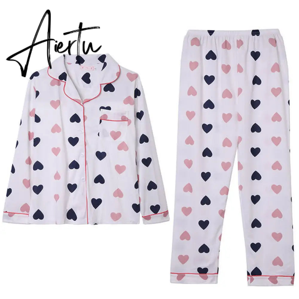 Aiertu Women's Pajamas Set Soft Pyjamas Plus Size Women's Clothes Homewear Spring Sleepwear 2 Piece Set Sleeping Shirt Home Wear Aiertu