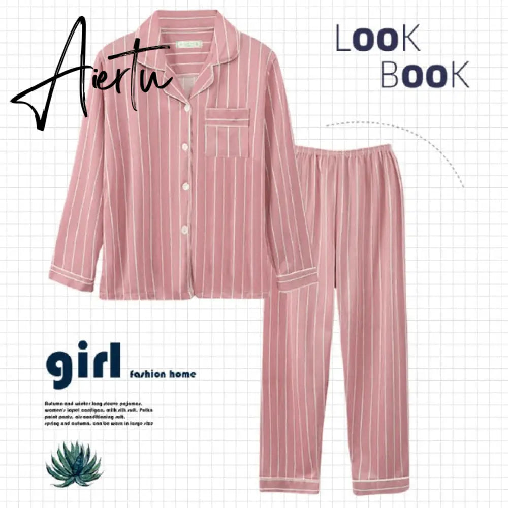 Aiertu Women's Pajamas Set Soft Pyjamas Plus Size Women's Clothes Homewear Spring Sleepwear 2 Piece Set Sleeping Shirt Home Wear Aiertu