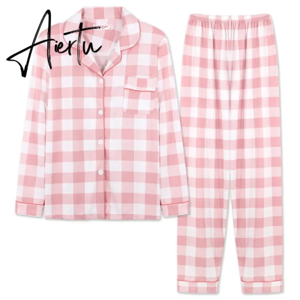 Aiertu Women's Pajamas Set Soft Pyjamas Plus Size Women's Clothes Homewear Spring Sleepwear 2 Piece Set Sleeping Shirt Home Wear Aiertu