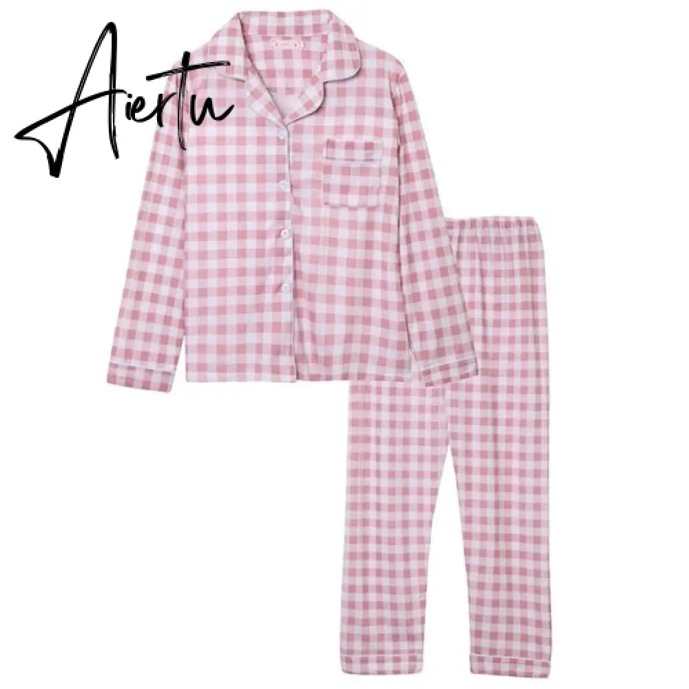 Aiertu Women's Pajamas Set Soft Pyjamas Plus Size Women's Clothes Homewear Spring Sleepwear 2 Piece Set Sleeping Shirt Home Wear Aiertu