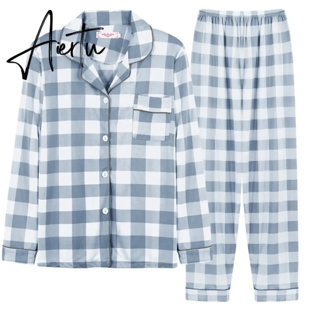 Aiertu Women's Pajamas Set Soft Pyjamas Plus Size Women's Clothes Homewear Spring Sleepwear 2 Piece Set Sleeping Shirt Home Wear Aiertu