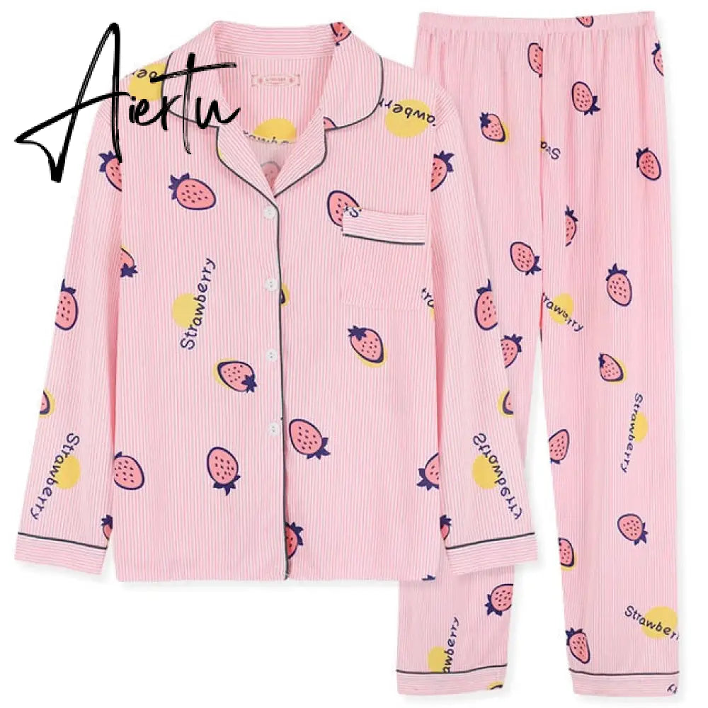 Aiertu Women's Pajamas Set Soft Pyjamas Plus Size Women's Clothes Homewear Spring Sleepwear 2 Piece Set Sleeping Shirt Home Wear Aiertu