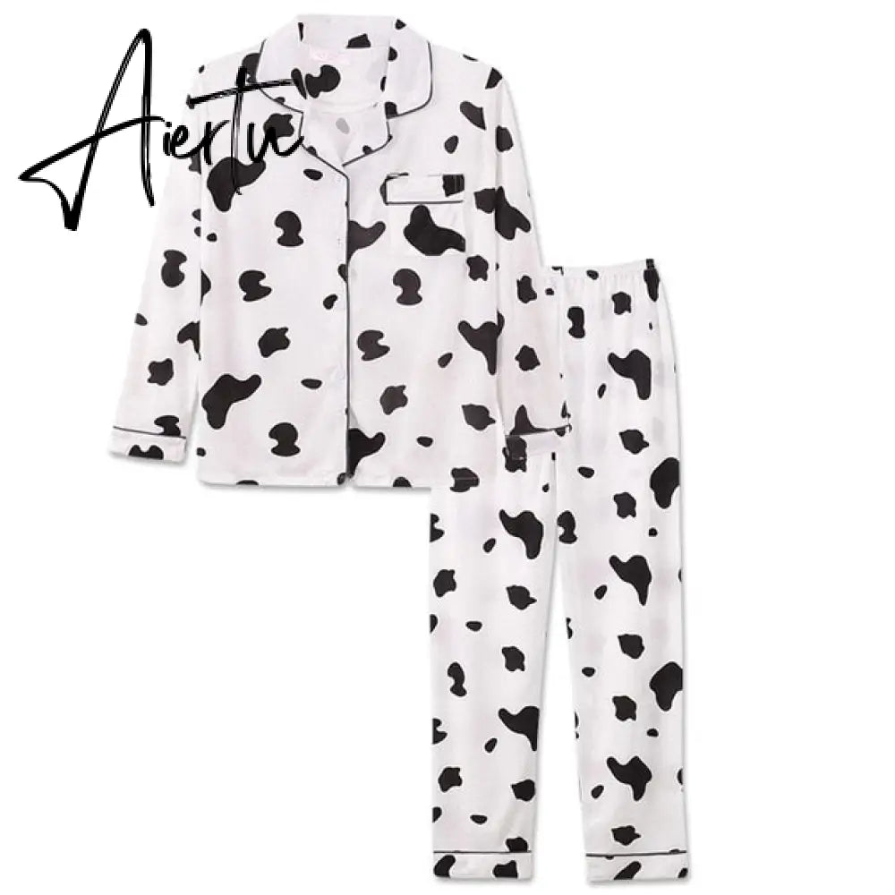 Aiertu Women's Pajamas Set Soft Pyjamas Plus Size Women's Clothes Homewear Spring Sleepwear 2 Piece Set Sleeping Shirt Home Wear Aiertu