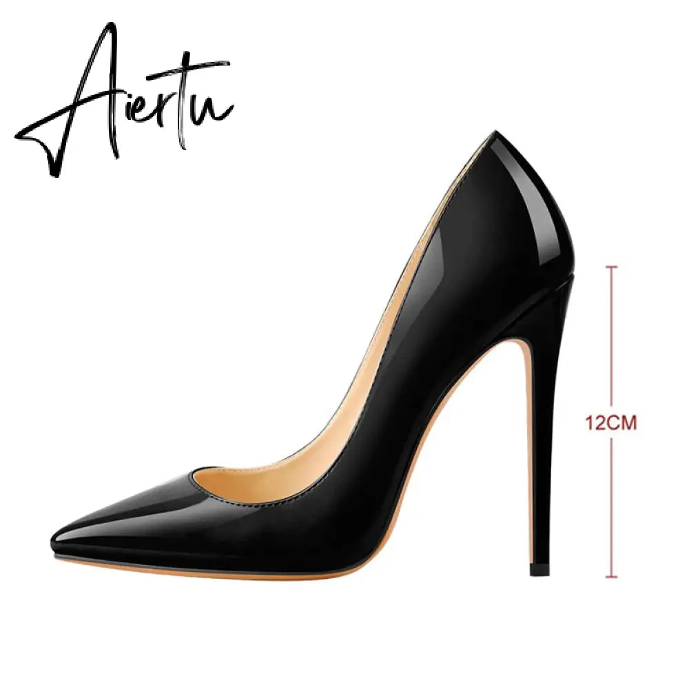 Aiertu Women's Plus Big Size 15 Basic Shoes Sexy Pointed Toe High Heel Slip On Stiletto Pumps Customizable heel 8-12cm Aiertu