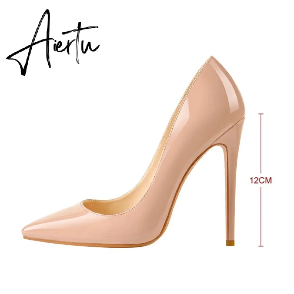 Aiertu Women's Plus Big Size 15 Basic Shoes Sexy Pointed Toe High Heel Slip On Stiletto Pumps Customizable heel 8-12cm Aiertu