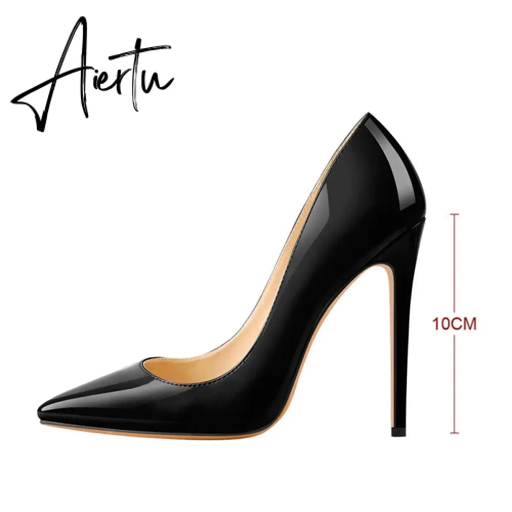 Aiertu Women's Plus Big Size 15 Basic Shoes Sexy Pointed Toe High Heel Slip On Stiletto Pumps Customizable heel 8-12cm Aiertu