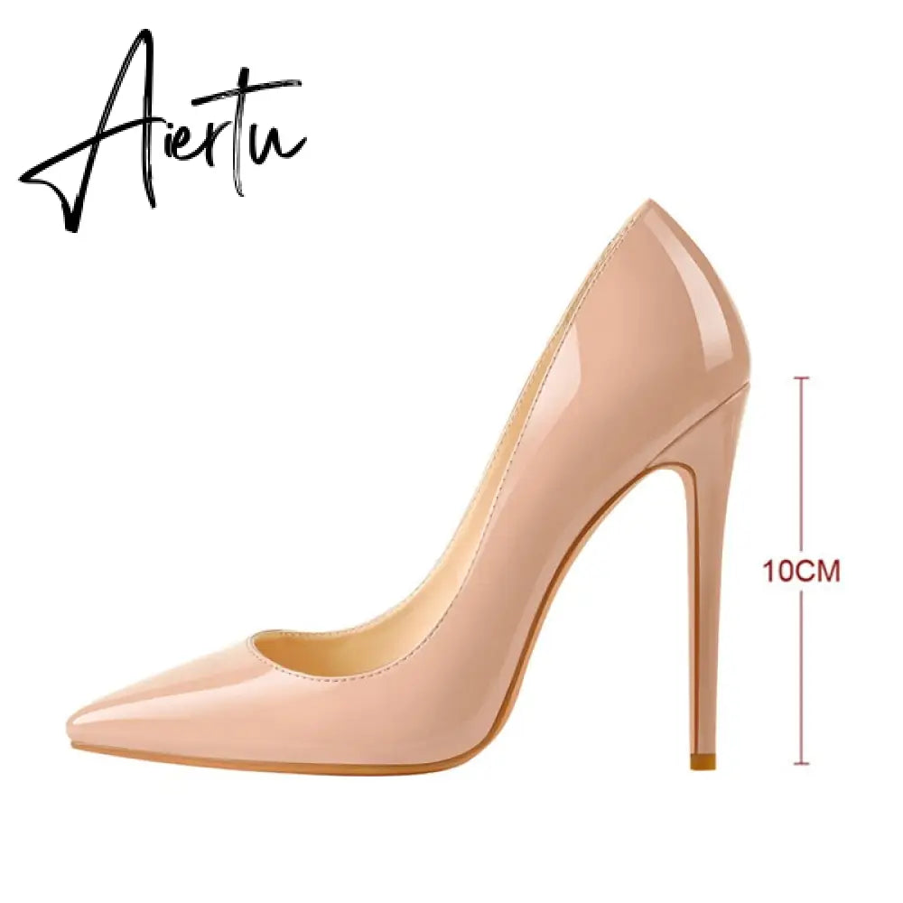 Aiertu Women's Plus Big Size 15 Basic Shoes Sexy Pointed Toe High Heel Slip On Stiletto Pumps Customizable heel 8-12cm Aiertu