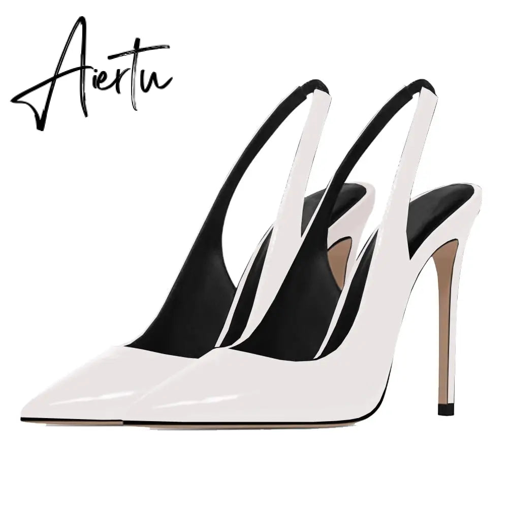 Aiertu  Women's Sexy Slip on Slingback Pumps Pointed Toe Pumps 12cm Evening Party Dress Shoes High Heel Stiletto Pumps US 5-15 Aiertu