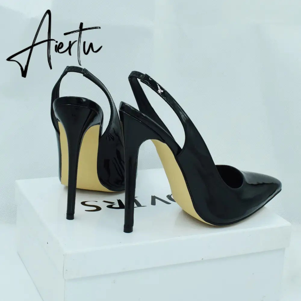 Aiertu  Women's Sexy Slip on Slingback Pumps Pointed Toe Pumps 12cm Evening Party Dress Shoes High Heel Stiletto Pumps US 5-15 Aiertu