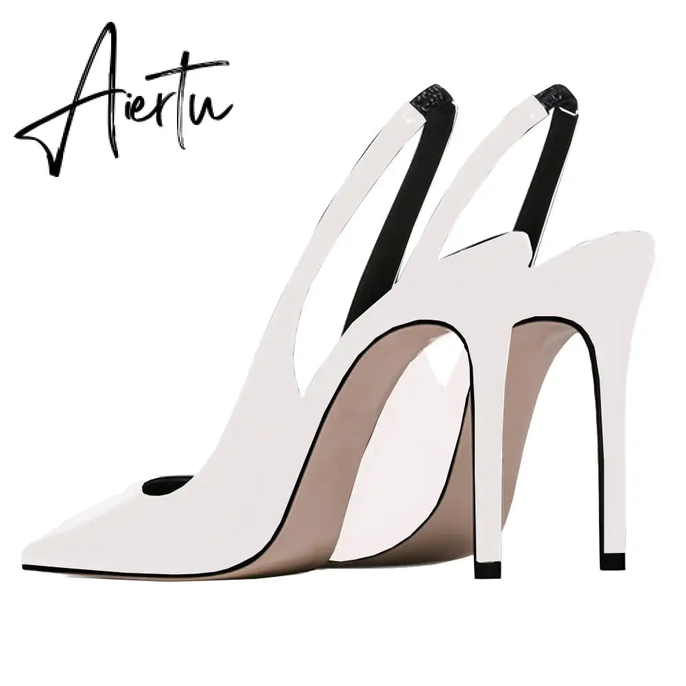 Aiertu  Women's Sexy Slip on Slingback Pumps Pointed Toe Pumps 12cm Evening Party Dress Shoes High Heel Stiletto Pumps US 5-15 Aiertu