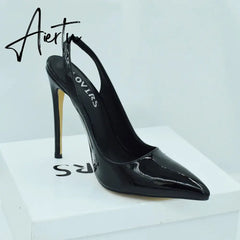 Aiertu  Women's Sexy Slip on Slingback Pumps Pointed Toe Pumps 12cm Evening Party Dress Shoes High Heel Stiletto Pumps US 5-15 Aiertu