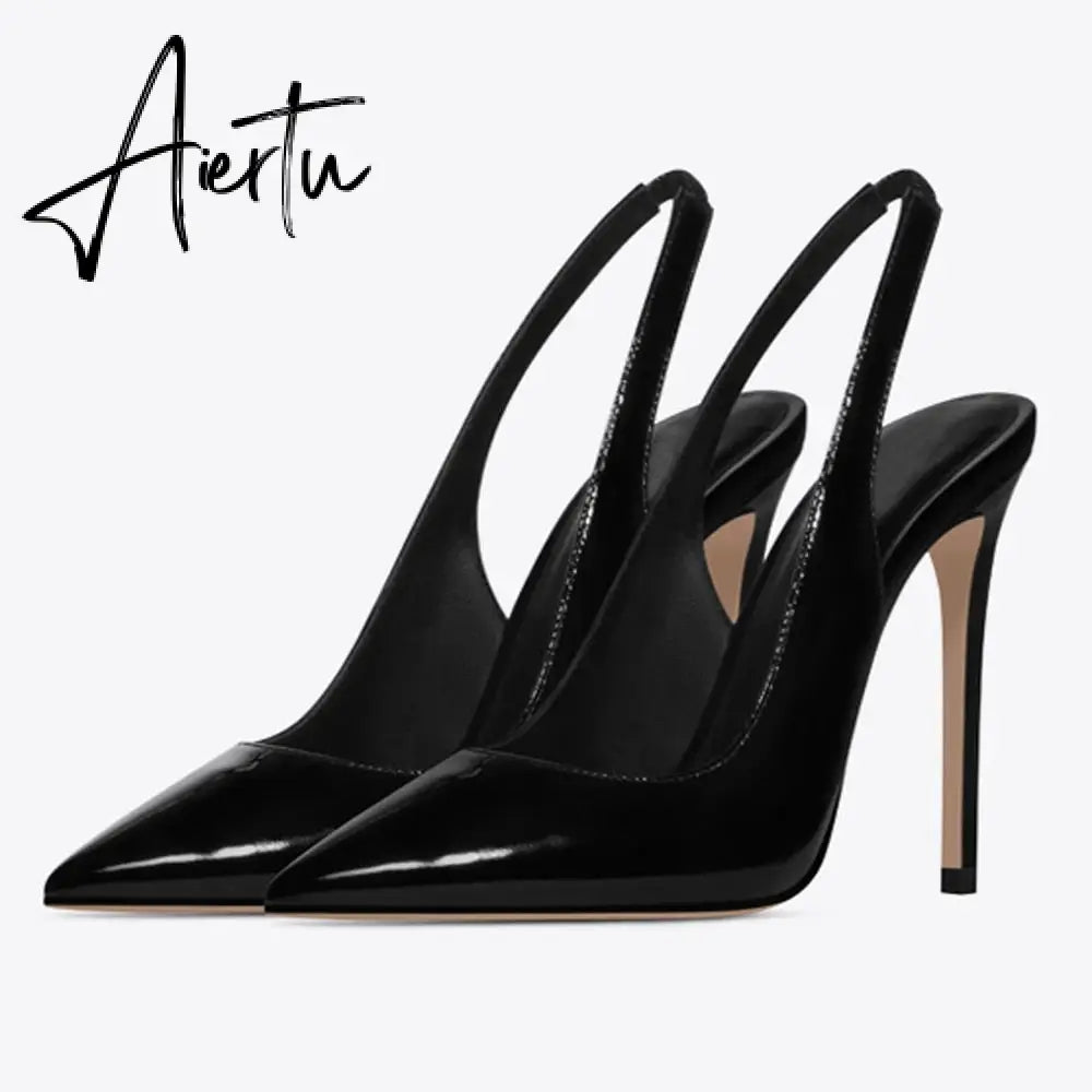 Aiertu  Women's Sexy Slip on Slingback Pumps Pointed Toe Pumps 12cm Evening Party Dress Shoes High Heel Stiletto Pumps US 5-15 Aiertu