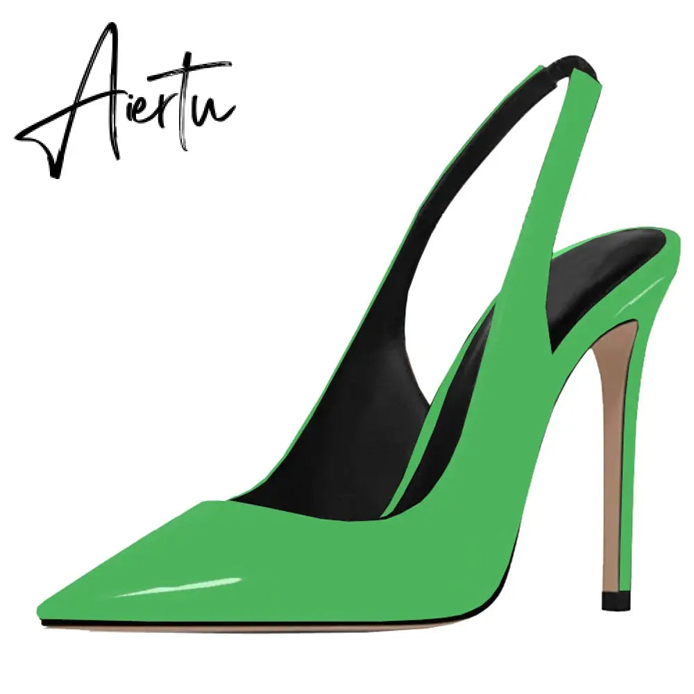 Aiertu  Women's Sexy Slip on Slingback Pumps Pointed Toe Pumps 12cm Evening Party Dress Shoes High Heel Stiletto Pumps US 5-15 Aiertu