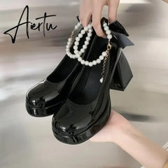 Aiertu Women's Shoes  New Fashion Pu Leather Women's High Heels Party Wedding Shoes Aiertu