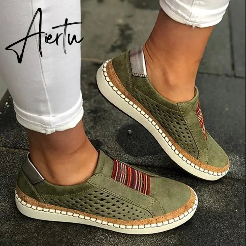 Aiertu  Women's Sneakers On Pumps Vulcanized Shoes Breathable Hollow Casual Ladies Shoes Woman Plus Size Aiertu