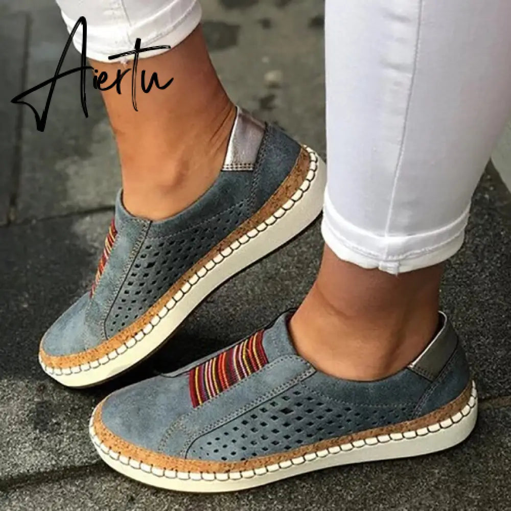 Aiertu  Women's Sneakers On Pumps Vulcanized Shoes Breathable Hollow Casual Ladies Shoes Woman Plus Size Aiertu