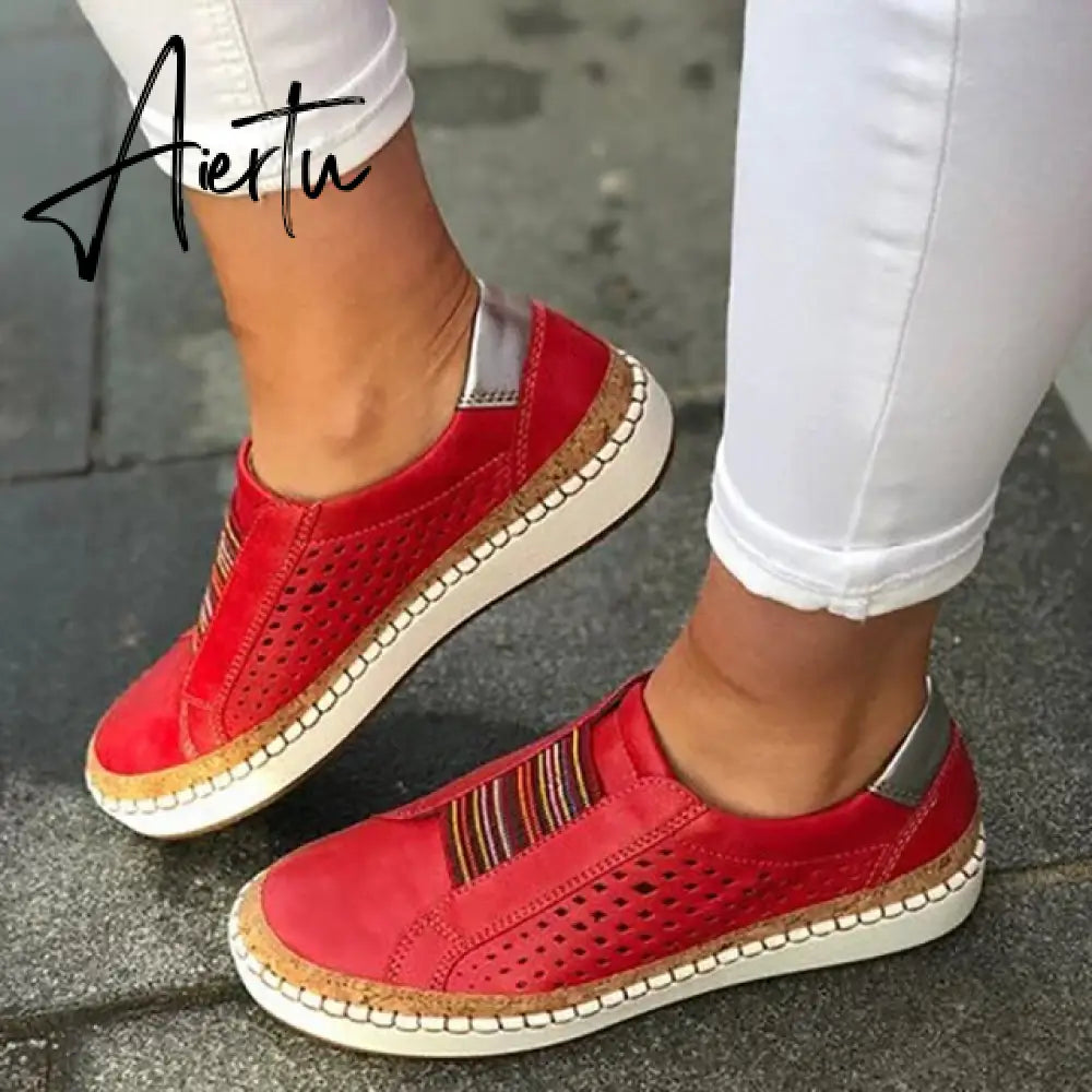 Aiertu  Women's Sneakers On Pumps Vulcanized Shoes Breathable Hollow Casual Ladies Shoes Woman Plus Size Aiertu