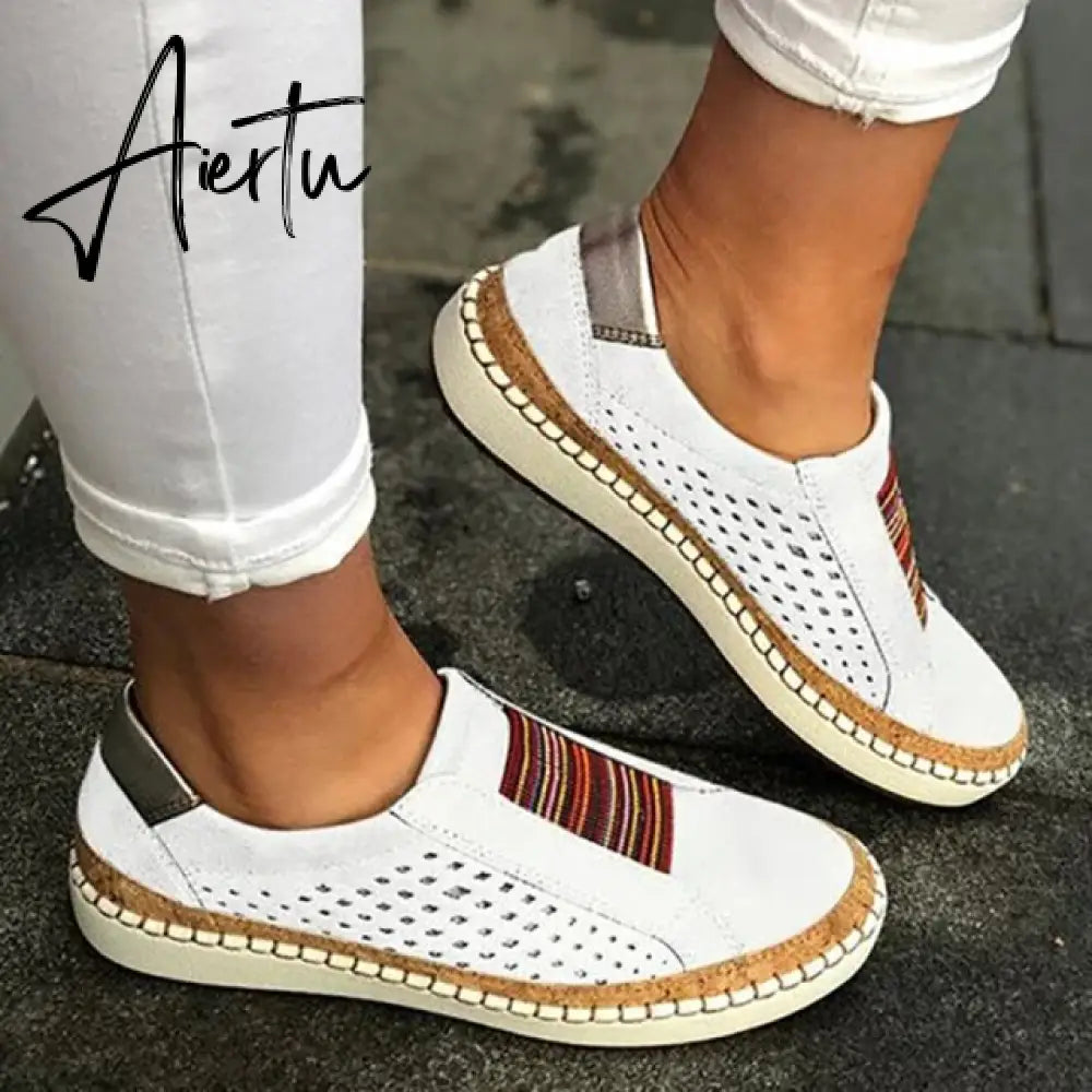 Aiertu  Women's Sneakers On Pumps Vulcanized Shoes Breathable Hollow Casual Ladies Shoes Woman Plus Size Aiertu