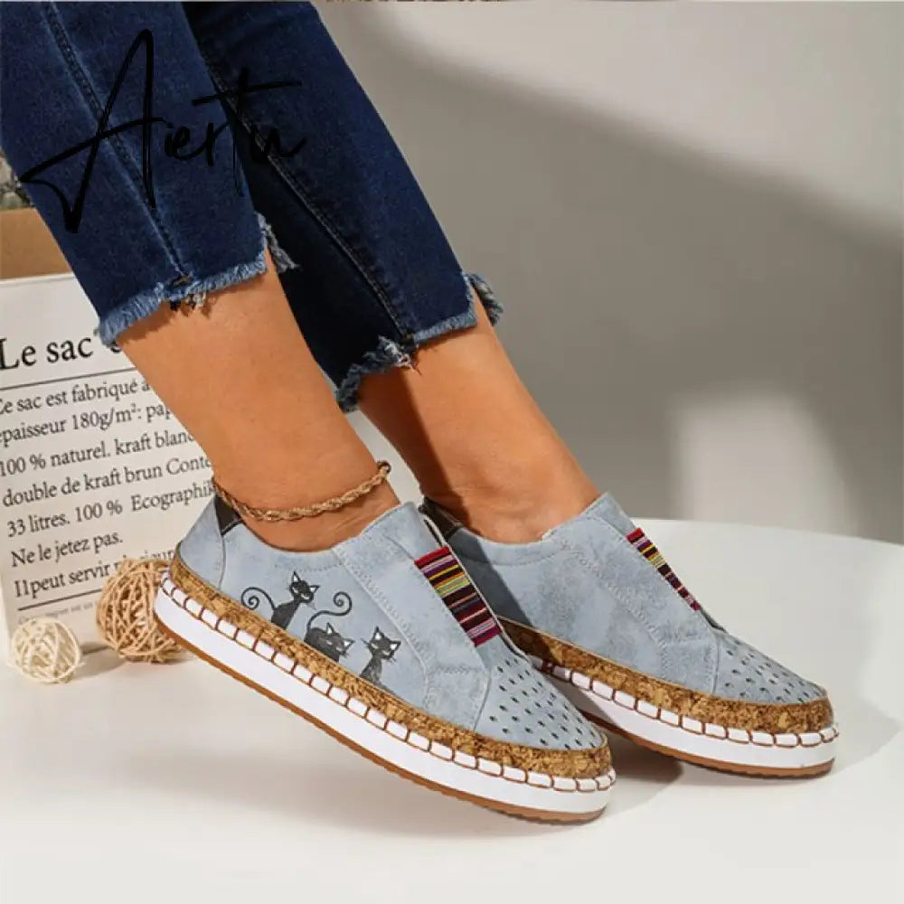 Aiertu Women's Sneakers Slip on Hollow Out Woman Flats Ladies Loafers Casual Female Vulcanized Shoes Sewing Fashion Women Shoes Aiertu