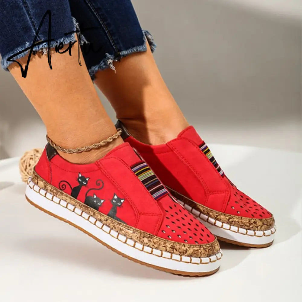 Aiertu Women's Sneakers Slip on Hollow Out Woman Flats Ladies Loafers Casual Female Vulcanized Shoes Sewing Fashion Women Shoes Aiertu