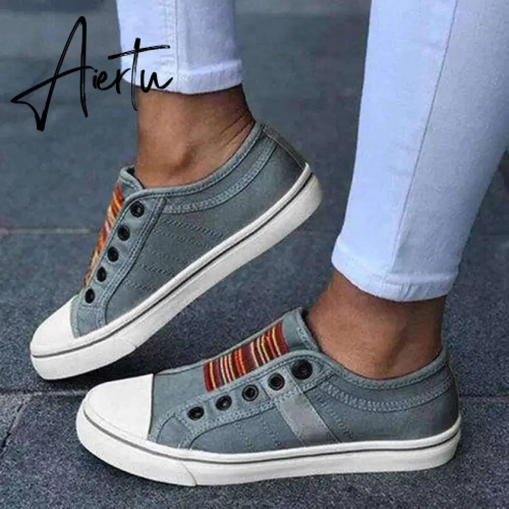 Aiertu Women's Sneakers Slip on Hollow Out Woman Flats Ladies Loafers Casual Female Vulcanized Shoes Sewing Fashion Women Shoes Aiertu