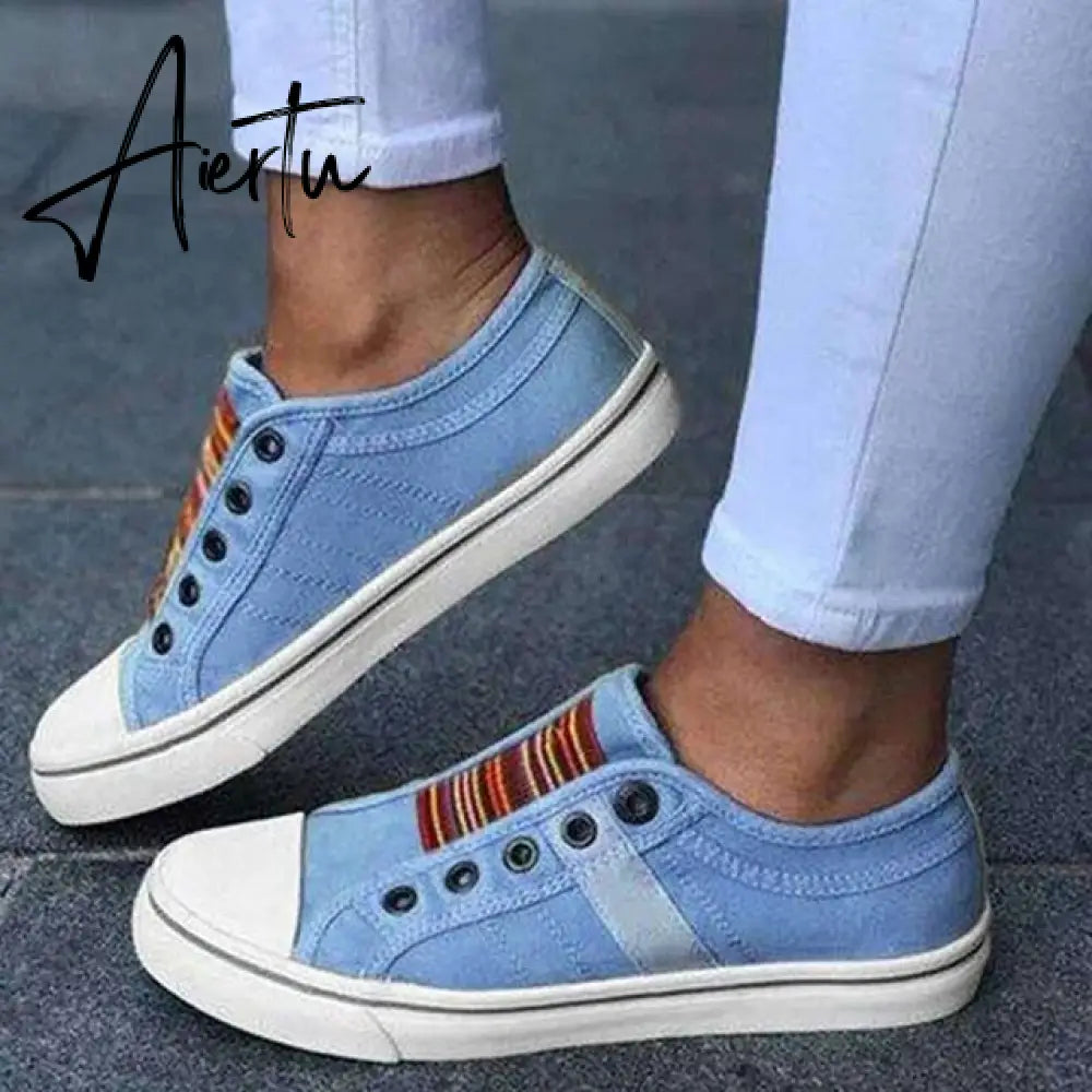 Aiertu Women's Sneakers Slip on Hollow Out Woman Flats Ladies Loafers Casual Female Vulcanized Shoes Sewing Fashion Women Shoes Aiertu