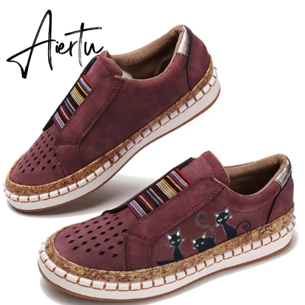 Aiertu Women's Sneakers Slip on Hollow Out Woman Flats Ladies Loafers Casual Female Vulcanized Shoes Sewing Fashion Women Shoes Aiertu