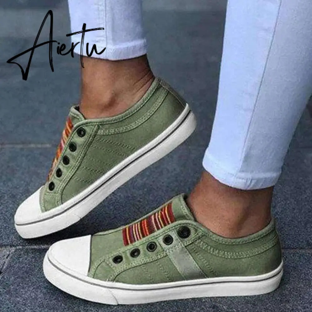 Aiertu Women's Sneakers Slip on Hollow Out Woman Flats Ladies Loafers Casual Female Vulcanized Shoes Sewing Fashion Women Shoes Aiertu