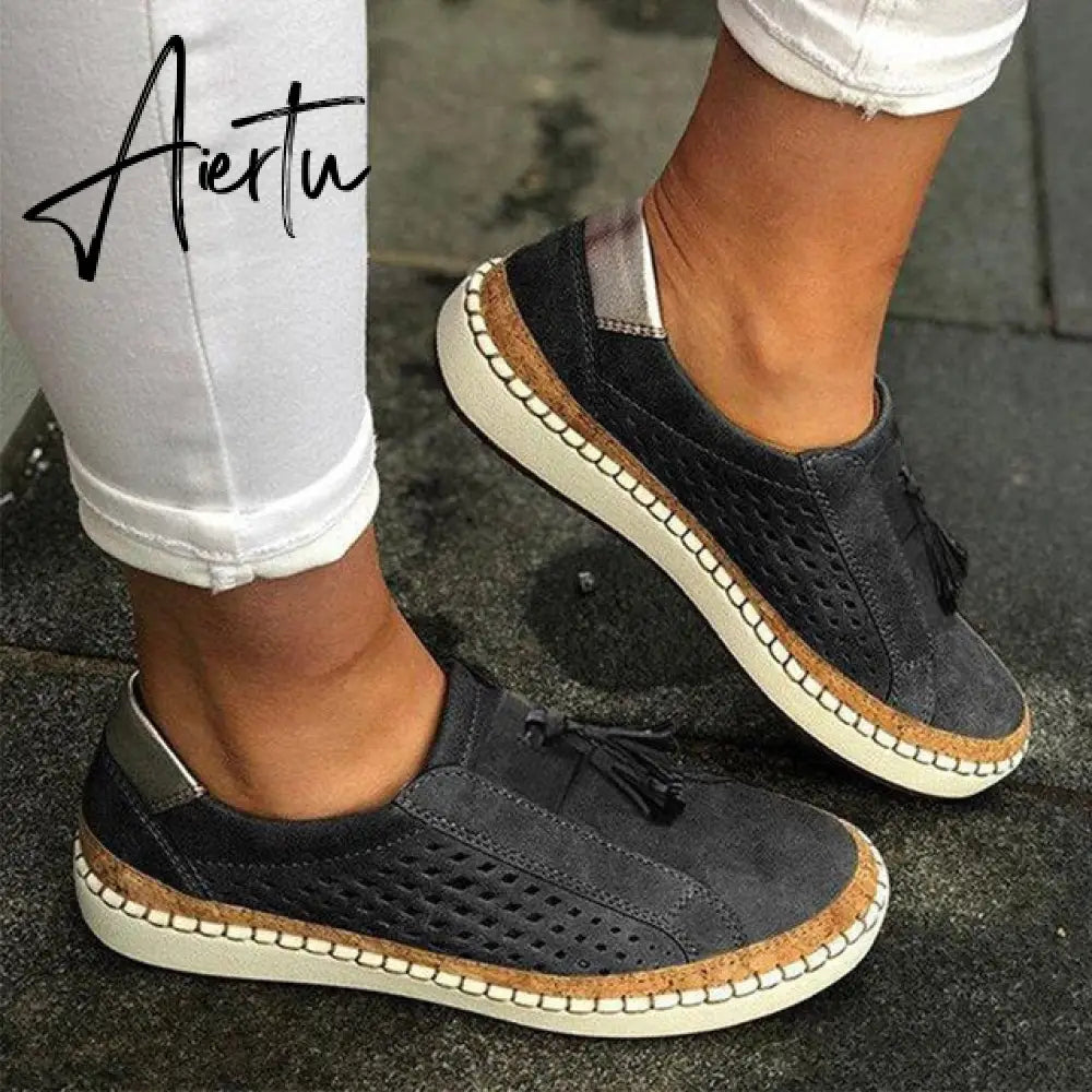 Aiertu Women's Sneakers Slip on Hollow Out Woman Flats Ladies Loafers Casual Female Vulcanized Shoes Sewing Fashion Women Shoes Aiertu