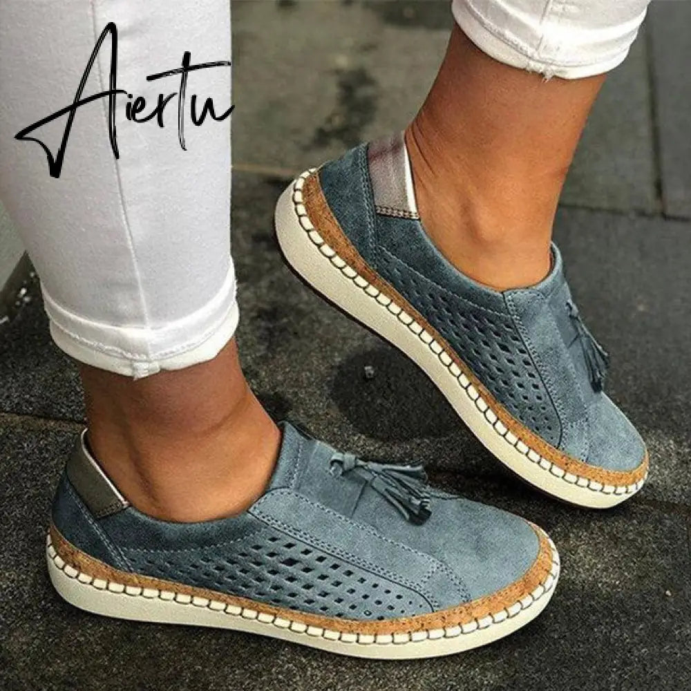 Aiertu Women's Sneakers Slip on Hollow Out Woman Flats Ladies Loafers Casual Female Vulcanized Shoes Sewing Fashion Women Shoes Aiertu