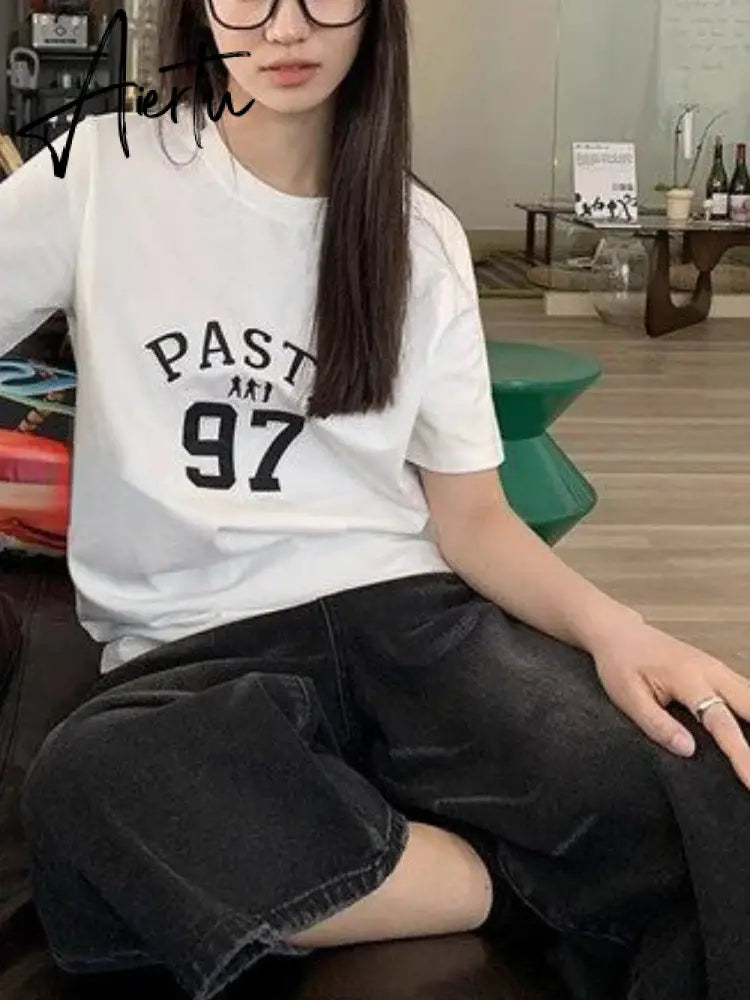 Aiertu Y2k Aesthetic Summer Casual Denim Shorts Women Vintage Seven Points Trousers Jeans 2024 Harajuku High Waist Wide Leg Pants Aiertu
