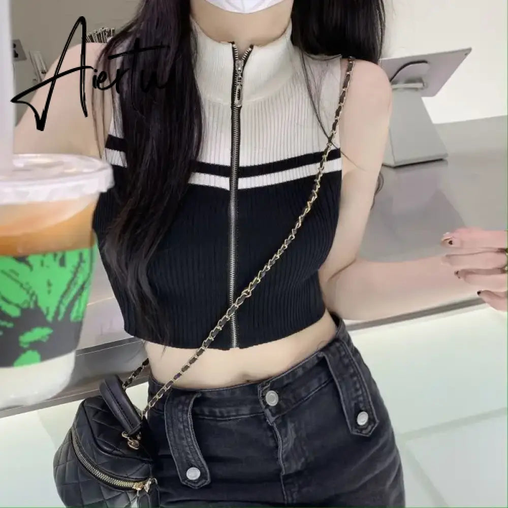 Aiertu Y2k Aesthetics Contrast Tank Tops E-girls Sleeveless Crop  Kawaii Cute 2024 Summer Fairycore Slim Vest Harajuku Streetwear Aiertu
