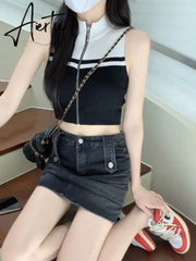Aiertu Y2k Aesthetics Contrast Tank Tops E-girls Sleeveless Crop  Kawaii Cute 2024 Summer Fairycore Slim Vest Harajuku Streetwear Aiertu