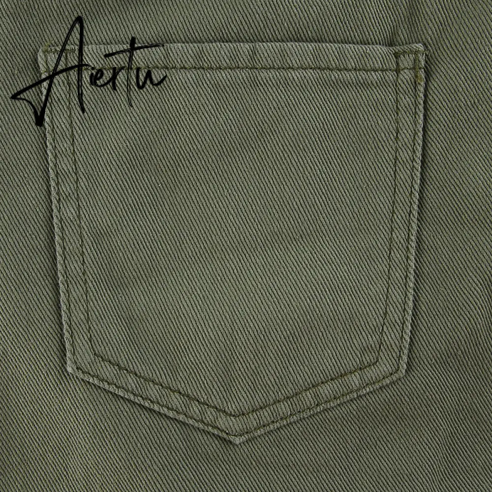 Aiertu  Y2K Grey Green Jeans Skirts Pockets Bandage Low Waisted Denim Mini Skirts Retro Zip Cute Pencil Skirts Women Korean Aiertu