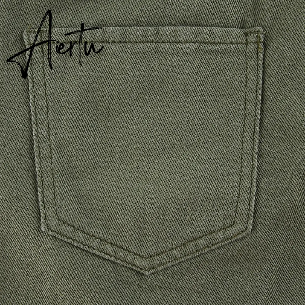 Aiertu  Y2K Grey Green Jeans Skirts Pockets Bandage Low Waisted Denim Mini Skirts Retro Zip Cute Pencil Skirts Women Korean Aiertu