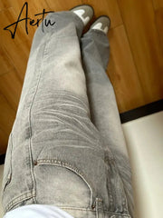 Aiertu Y2k Vintage Baggy Jeans Woman's Korean Fashion Denim Pants Harajuku Kpop Streetwear Trousers Japanese 2000s Style Spring Aiertu