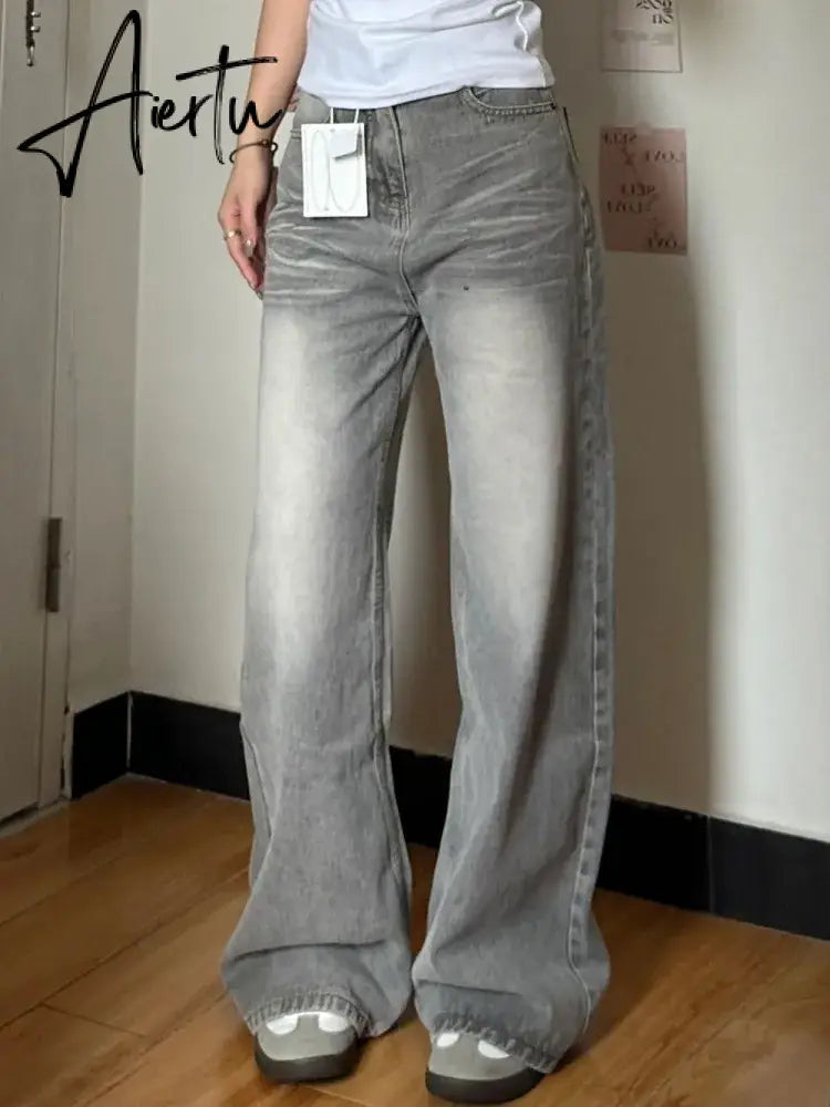 Aiertu Y2k Vintage Baggy Jeans Woman's Korean Fashion Denim Pants Harajuku Kpop Streetwear Trousers Japanese 2000s Style Spring Aiertu